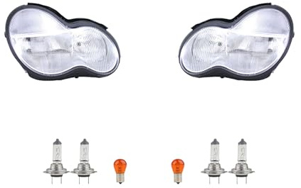 Johns Scheinwerfer Links & Rechts Set + Leuchtmittel passend für Mercedes W203 CKlasse
