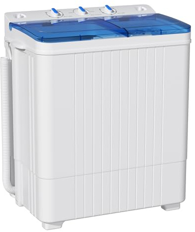 INTERGREAT Portable Washing Machine, 28lbs Compact Twin Tub Washer (18lbs) and Dryer (10lbs) Combo with Timer Knobs, Mini Laundry Washer for Apartments, Dorm, RV, Camping, Blue