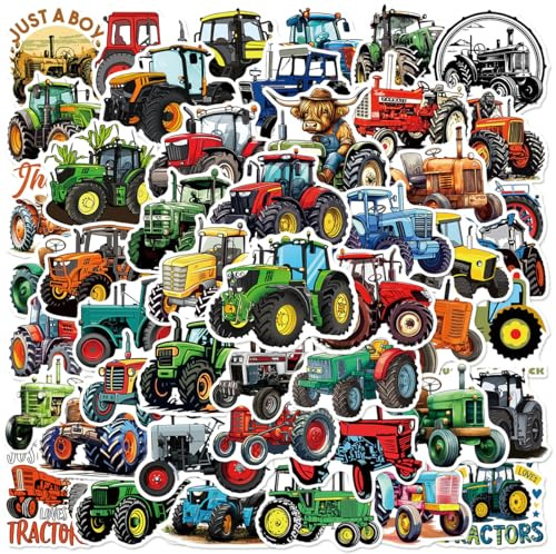 50 Pcs Agricultural Tractor Stickers Laptop Car Scrapbook Phone Skateboard Suitcase Luggage Bike Tractor Vinyl Waterproof Aesthetic Personalised Stickers for Adults