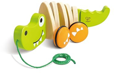 Hape Cocodrilo de Arrastre - Juguete de Madera para Niños Pequeños, Promueve el Aprendizaje y Desarrollo Motor, 12 Meses+