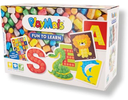 PlayMais FUN TO LEARN ABC educational toy for kids from 3 years | craft kit with 550 PlayMais, 14 templates & instructions for crafting | stimulates creativity & motor skills | natural toy