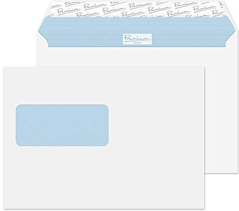 Blake Envelopes Premium Office 34214W Briefumschlag Haftklebung Mit Fenster Ultra Weiß Wove C5 162 x 229 mm 120g/m² | 50 Stück