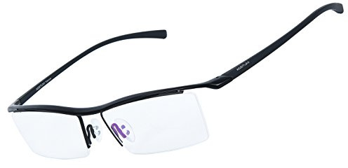 Agstum Herren Titan Brillengestell Semi-randlos Brillen Business-optische Gläser Rahmen (Schwarz)