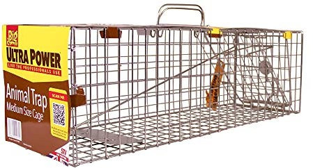 The Big Cheese Live Animal Trap – Welfare-Friendly Live-Catch Cage Trap for Mink, Cats, and Similar Sized Animals, Indoor and Outdoor use, 60 cm x 19 cm x 19 cm, Silver