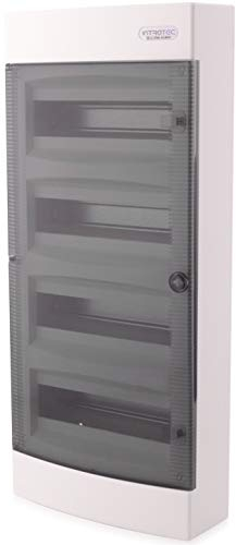 Intratec centralino a vista, IP40 – Scatola di distribuzione per uso interno, centralino con porta trasparente per installazioni in ambienti asciutti, 4 file, 48 moduli, 653 x 287 x 112 mm, bianco