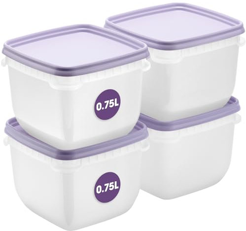 SmartStore Boite de conservation des aliments 0.75L Lot de 4 | Boite congelation alimentaire, convient au réfrigérateur et au congélateur | Boîte repas sans BPA, réutilisables, lavables au micro-ondes