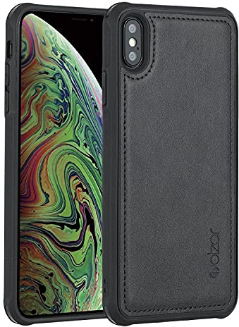 Molzar MAG Series for iPhone Xs Max Case, Built-in Metal Plate for Magnetic Mount, Works with Qi-certified Chargers, Compatible with iPhone Xs Max, Black