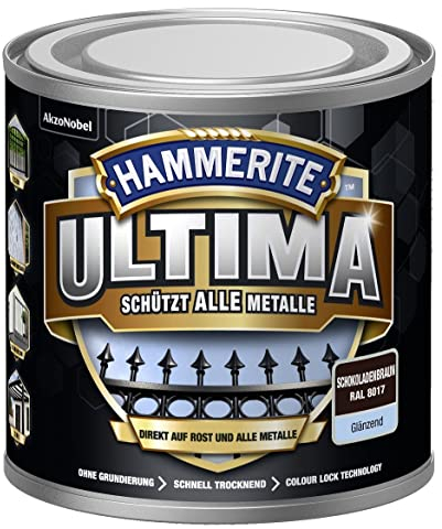 Hammerite Ultima RAL 8017 - Vernice protettiva in metallo, 250 ml, colore: Cioccolato