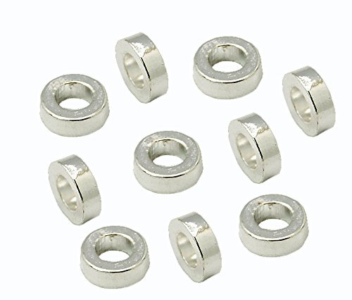 Perlin Metallperlen Spacer Perlen, Ring Rondell Zwischenteile, Schmuckteile 40 Stk 6mm (Silber)