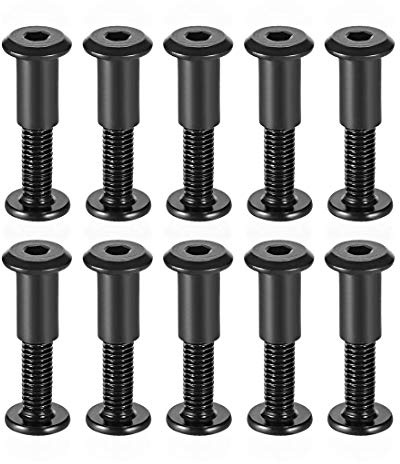 Awclub Screw Post Fit for 5/16(8mm) Hole Dia, Male M6x40mm Belt Buckle Binding Bolts Leather Fastener Carbon Steel Black 10 Sets