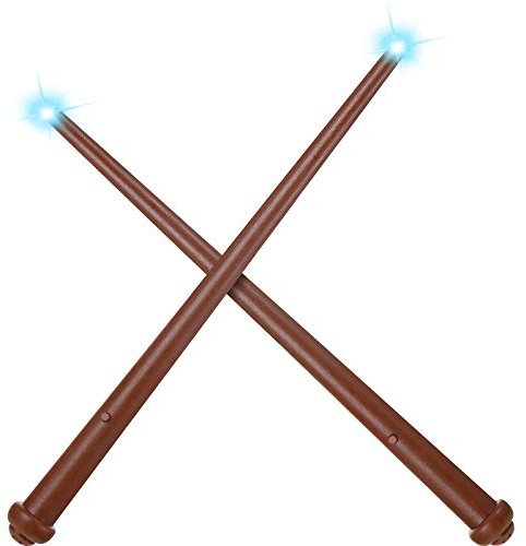 Gejoy 2 Piece Light-up Wand Light and Sound Toy Wizard Wands for Cosplay (Dark Brown)
