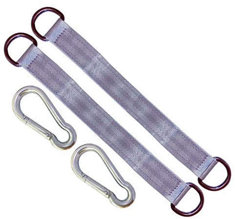 AIVOOF Lot de 2 sangles de balançoire, 24 cm, sangle de suspension d'exercice pour poulie courte, peut supporter 200 kg avec 2 mousquetons, un sac de frappe, argenté
