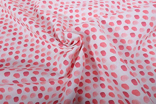 Baumwollstoff, Punkte in Rot/Rosa als Meterware zum Nähen, 50 cm