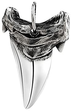 Lafeil Männer Haifischzahn Anhänger 925 Sterling Silber Retro Gothic Halskette Cooler Schmuck,Small Pendant