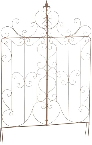 CLP Rankgitter Metall 133 cm hoch Mandevilla, stabile Rankhilfe für Kletterpflanzen, Rankzaun in Landhausstil, Farbe:antik braun