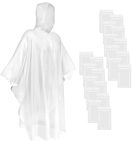 Okydoky Regenponcho mit Kapuze Transparent Kordelzug Kapuze und Dickeres Material, Wasserdicht Einweg Regenjacken für Festivals, Konzert, Wandern, Radfahren, Camping, Outdoor