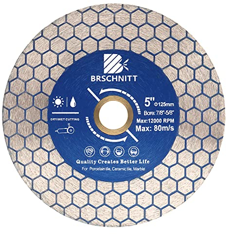 Diamant Trennscheibe 125mm - BRSCHNITT Doppelseitig zum Schneiden und Schleifen Granit Marmor Fliese Natursteine.