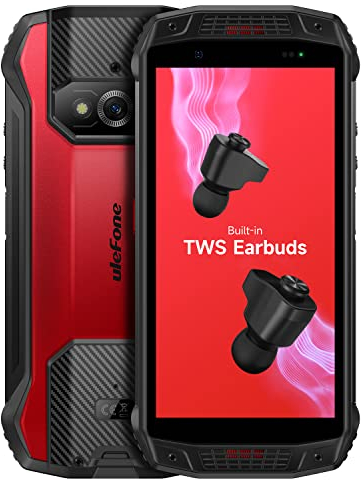 Ulefone Armor 15 Rugged Smartphone (Build-in TWS Earbuds), Android 12, Dual Stereo Speakers, 5.45'' HD+ IP68 Waterproof Mobile Phone Unlocked, Helio G35 6GB+128GB, 16MP+13MP+12MP, GPS NFC FM Red