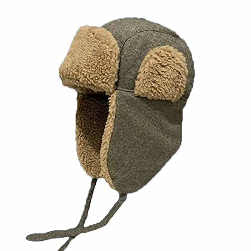 ITODA Trappermütze Unisex Wintermütze mit Ohrenklappen Fliegermütze Winter Plüsch Pilotenmütze Winddicht Warm Skimütze Damen Herren Russenmütze Winter Herbst Pelzmütze Hut Skifahren Outdoor