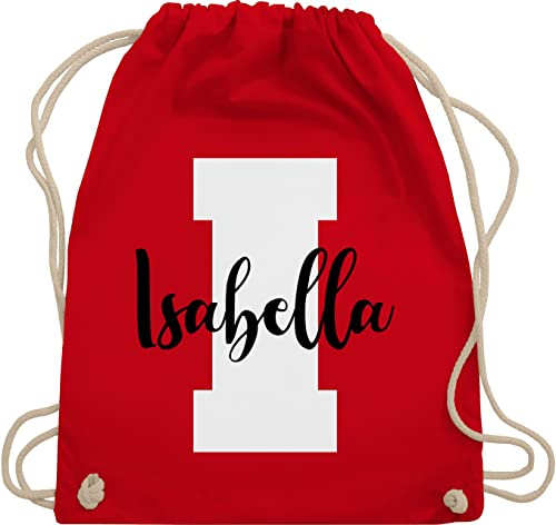 Turnbeutel Rucksack - Anfangsbuchstabe mit Name - Personalisiert Initialen Buchstabe mit Namen bedrucken Custom Gif Persönliche Geschenkidee Geschenk - Unisize - Rot - schulkind beutel buchstaben