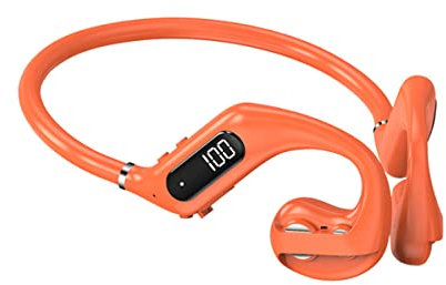 FAOONNMY Open-Ear Wireless Headphones Bluetooth 5.3, IPX6 Waterproof Wireless Sports Headset Hanging Ear, Lightweight Stereo Running Earphone Sweat Resistant for Jogging Cycling Hiking Orange