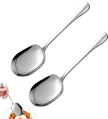 2 Stück Servierlöffel aus Edelstahl,Großer Löffel Servierlöffel,Buffet Esslöffel,Servierlöffel mit Langen Griffen für Bankett Restaurant Buffet