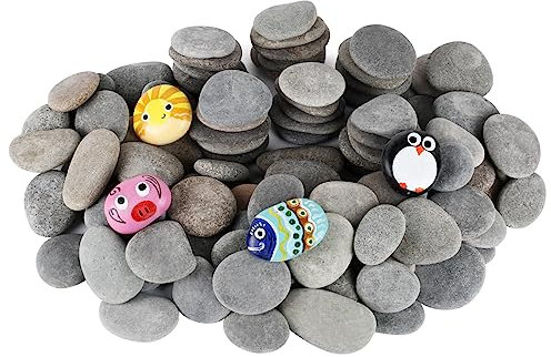 Simetufy 100 Stück Steine zum Bemalen von Großpackungen, 5,1 cm - 7,6 cm große Malsteine, flache und glatte natürliche Flusssteine für Kunst, Handwerk, günstiges bemaltes Felsgeschenk für Erwachsene,