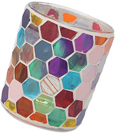 Tissting Portavelas de Cristal de Mosaico, Portavelas de Tealight Colorido Portavelas de Té de Cristal Hecho A Mano Portavelas Romántico para la Decoración del Baño del Banquete de Boda