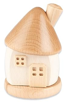 Holzwaren Egermann kleines rundes Räucherhaus aus Holz - Hübsches Rauchhaus in der Farbe: Weiß - Maße: ca. 9 x 6 x 6 cm - Made in Germany
