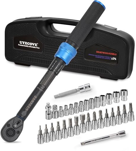 UYECOVE Drehmomentschlüssel 1/4 Drehmomentschlüssel Set 33-tlg. Klein mit ±3% Fehlergenauigkeit 1-25Nm