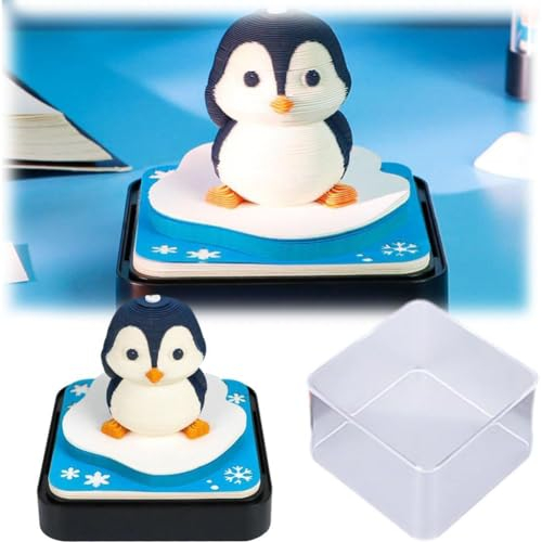 3D-Memoblock, Antarktischer Pinguin, 3D-Kunst-Haftnotizen, zum Abreißen, 288 Blatt, kreative Schreibtisch-Postnotizen, DIY-Notizblock, Papierschnitzerei, Desktop-Skulptur, dekoratives Geschenk für