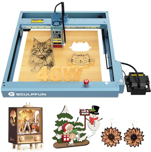SCULPFUN SF-A9 20W/40W Gravure Découpe Gravure laser commutable avec assistance d'air intelligente, gravure laser, 36000 mm/min, diode 8 x 6 W, pour bois et acrylique