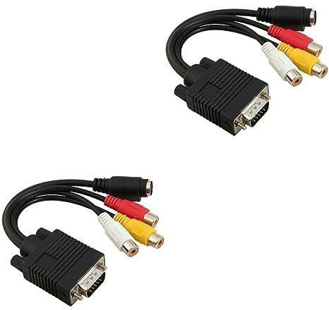 KONTONTY 2pcs Svga to S-video Adapter Vga to Splitter Cable Converter Pure Cable