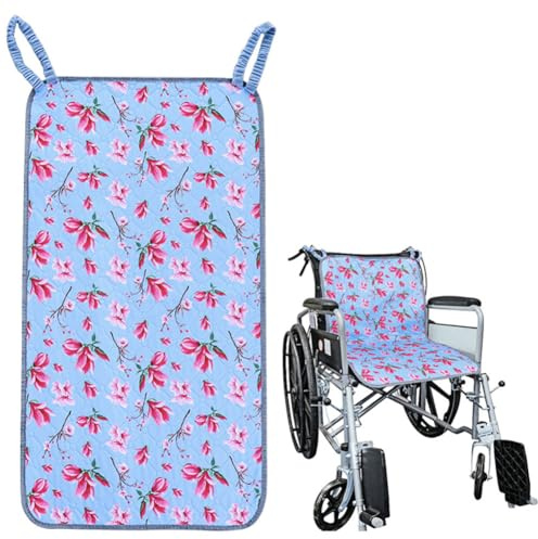 Hochsaugfähige Inkontinenzunterlage für ältere Menschen,Wasserdichte Einlagen,Waschbar und wiederverwendbar,Rollstuhlkissen,Rutschfestes Sitzkissen mit zwei Schlaufengriffen,50 x 90 cm,Blumenstil A