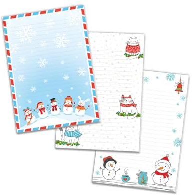 3 Blöcke Notizblock Weihnachten Weihnachtsbriefpapier Weihnachtspapier Brief an Weihnachtsmann liniert Kindermotiv für Mädchen Jungen (3 Blöcke/Variante 6 mit je 25 Blätter in A5-Format)