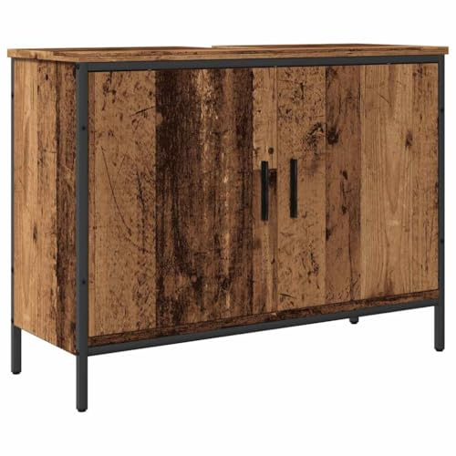 vidaXL Mobile Sottolavabo Legno Antico 80x30x60 cm Legno Multistrato, Mobile da Bagno, armadietto, portaoggetti, mobiletto, Mobile portaoggetti