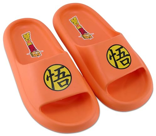 Dragon Ball Z Men's Slides Goku Vegeta Gohan Slip On Comfort Slides, Dbz Orange, 12-13