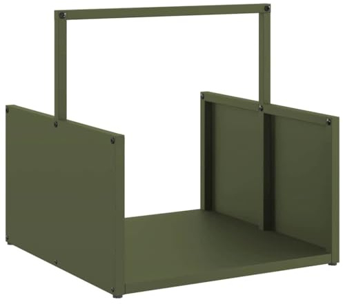 vidaXL Firewood Rack Olive Green 40x40x40 cm Cold-rolled steel