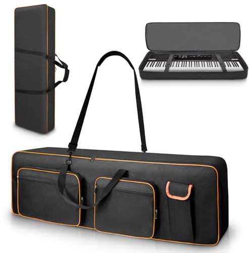 LIWSHWZ Keyboard-Tasche mit 88 Tasten, 10 mm Perl-Baumwolle, voll gepolsterte Tasche für Elektro-Piano-Tastatur mit Griffen, verstellbare Schultergurte, 130 x 37 x 16 cm, wasserdichte