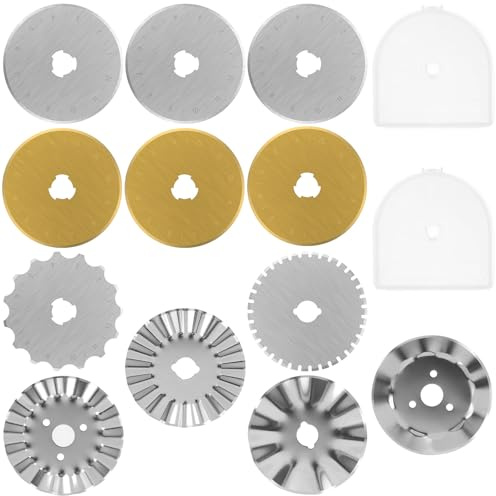 12PCS Rollschneider Ersatzklingen 45mm SkS-7 Stahl Rollschneider Klingen mit Aufbewahrungsbox Hochscharf Tragbar Rotary Cutter Klingen zum Perforieren von Wolle Stoff Karton Kunststoff Leinwand