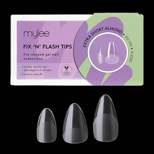 Mylee Capsules Fix & Flash Soft Gel Tips - Capsule Americaine de Gel Souple, Couverture Complète, Extensions d'Ongles, Flexibles et Résistantes, 12 Tailles, 552 Pièces, Pour Tous les Ongles