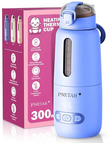 PNeTah Flaschenwärmer Baby unterwegs mit blitzschnellem Heizen & langlebigem Akku – 15000 mAh Tragbarer Flaschchenwärmer Baby, Perfekt für die Babynahrung Outdoor, Reisen oder Zuhause (Blau)