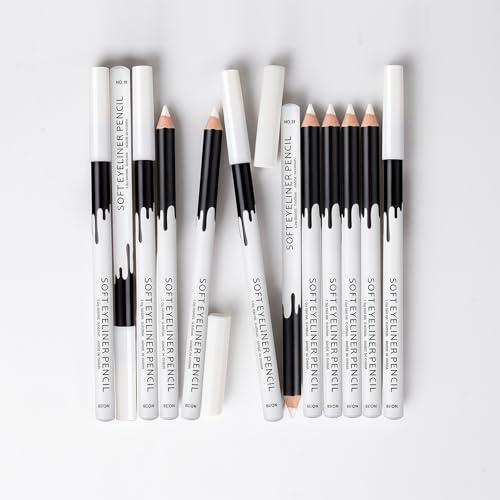 12PCS White Eyeliner Pencil, Soft Highlighter Gel Eyeliner, Waterproof Matte Hypoallergenic Eye Liner Pen, Professional Brightening Eyeshadow, Easy to Apply Skin Marker
