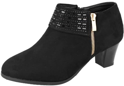 Cushion Walk Women's Zip Fastening Low Heel Ankle Boots with Bow Detail