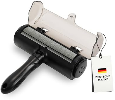 yunik® Tierhaarentferner – entfernt Katzen- & Hundehaare von Kleidung, Sofa & Auto – Wiederverwendbare Fusselbürste ohne Kleberolle – schwarz-grau – Deutsche Marke
