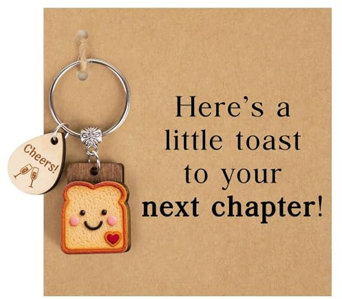 Toast Schlüsselanhänger lustig, Anhänger Tasche, süßer Bag Charm für Tasche & Rucksack, Abschiedsgeschenk Kollegin, Viel Glück, Glücksbringer Schlüsselanhänger für neuen Job & Kollegen, rente geschenk
