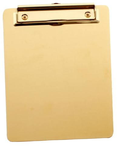 Goldenes A5 Metall Klemmbrett aus Edelstahl mit Klemme | Flache Dokumentenablage, Glatte Oberfläche mit Runden Ecken, Tragbar für Zuhause und Büro