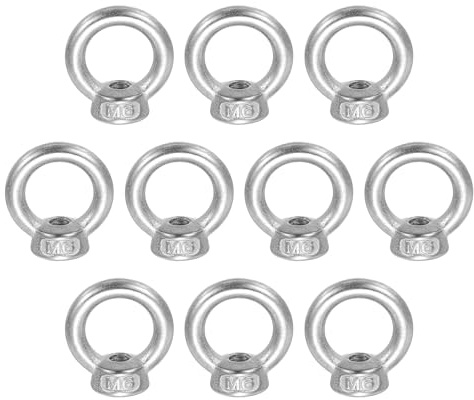 QUARKZMAN Dado Ad Occhio Di Sollevamento M6, 304 Acciaio Inossidabile Forma Ad Anello Filettatura Femmina Dadi Fissaggio Per Ingegneria Portuale Marina Fisssaggio Argento, Confezione Da 10