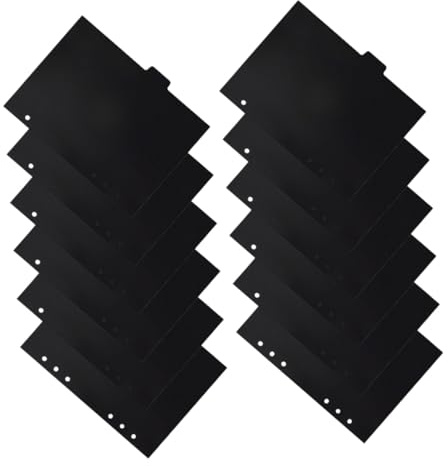 KICHOUSE Lot de 12 Intercalaires Noirs A5 en Polypropylène 6 Trous pour Classeurs Onglets pour Organisation Rapide Feuilles de Séparation Solide Compatibles Cahiers à Feuilles Mobiles