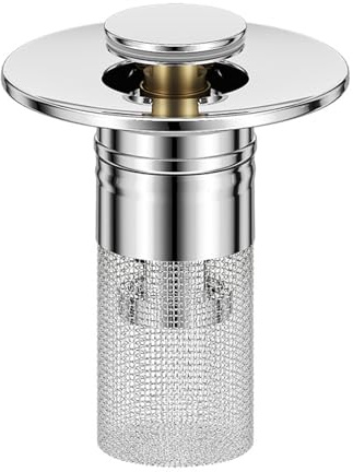 Crépine De Vidange D'évier De Salle De Bain – Acier Inoxydable, Bouchon De Vidange, Joint En Silicone, Filtre À Cheveux Anti-obstruction 2 En 1, Panier Filtrant Résistant Aux Odeurs, Éviers De Salle D
